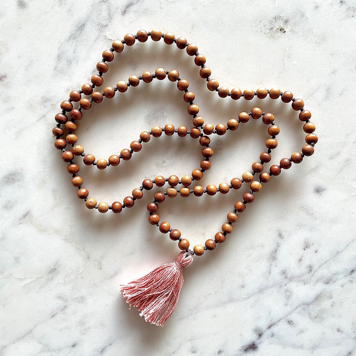 Sandalwood Mala | Meditation Mala with Organic Cotton Tassel-0