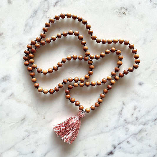 Sandalwood Mala | Meditation Mala with Organic Cotton Tassel-0