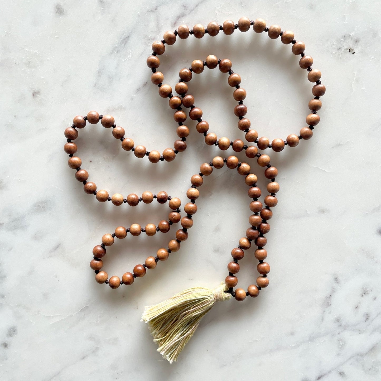 Sandalwood Mala | Meditation Mala with Organic Cotton Tassel-1