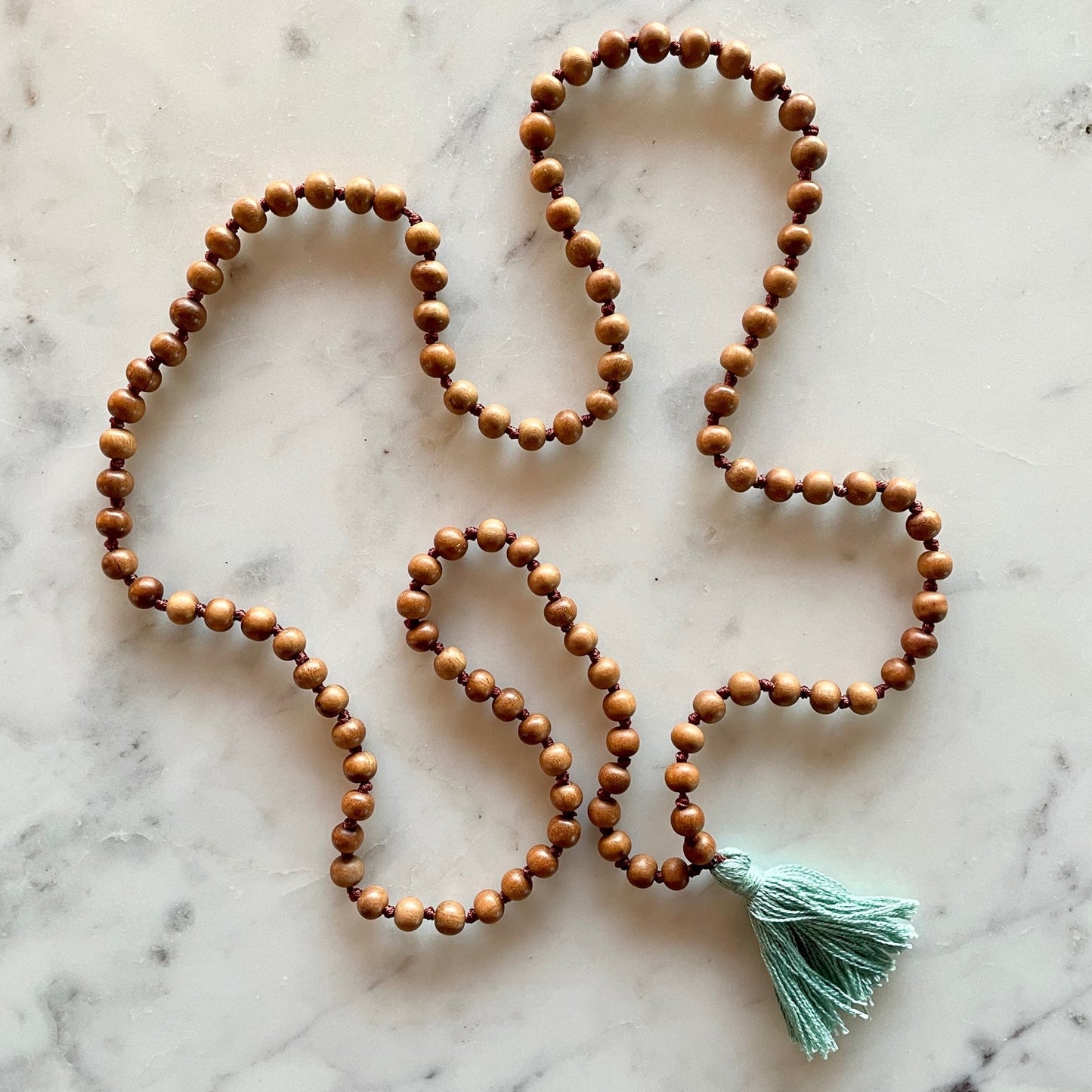 Sandalwood Mala | Meditation Mala with Organic Cotton Tassel-2