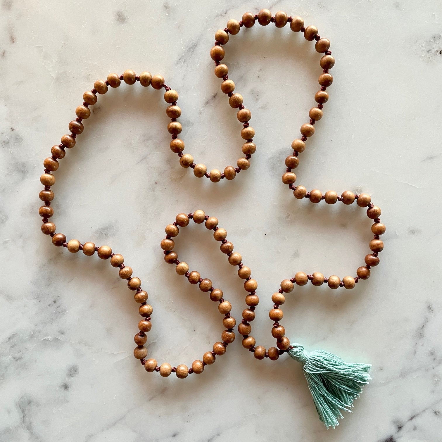 Sandalwood Mala | Meditation Mala with Organic Cotton Tassel-2