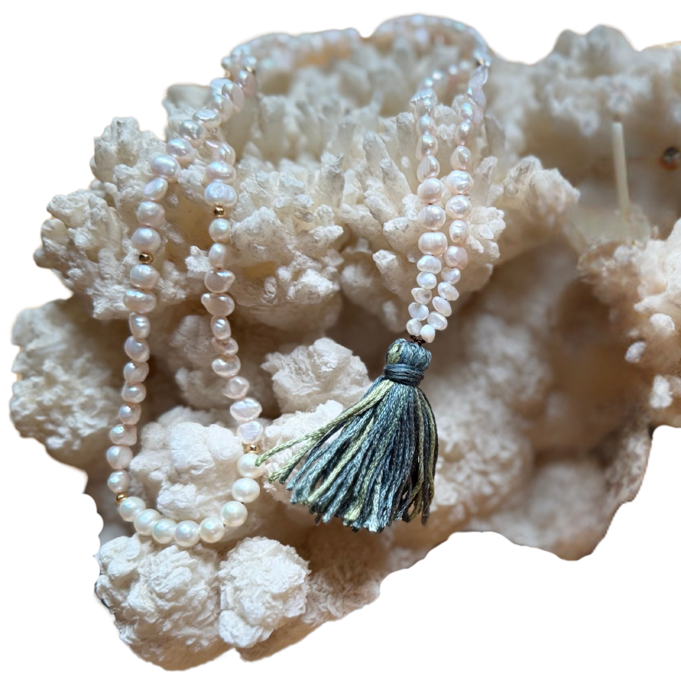 Jyoti Mala | Peach & Silver Pearl Mala for Divine Radiance-1