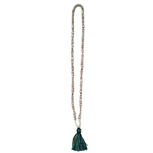 Jyoti Mala | Peach & Silver Pearl Mala for Divine Radiance-0